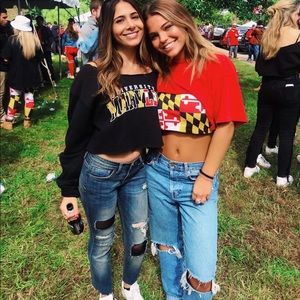 Blue mid rise ripped/mesh straight leg jeans